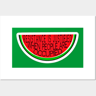 Resistance Is Justified When People Are Occupied - Watermelon - Sticker - Front Posters and Art